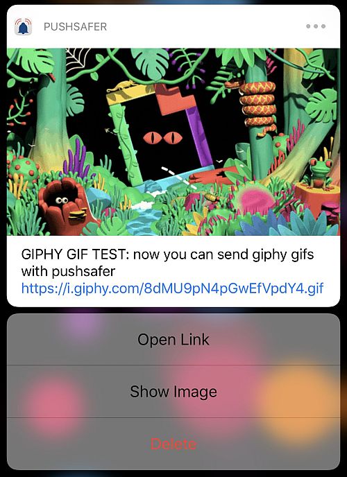 Send GIPHY GIF within a Pushsafer push notification