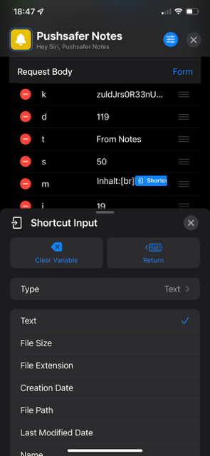 Pushsafer Shortcuts in iOS MacOS Siri ActionSheets Automation 11