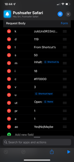 Pushsafer Shortcuts in iOS MacOS Siri ActionSheets Automation 04