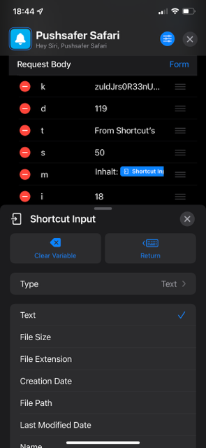 Pushsafer Shortcuts in iOS MacOS Siri ActionSheets Automation 05