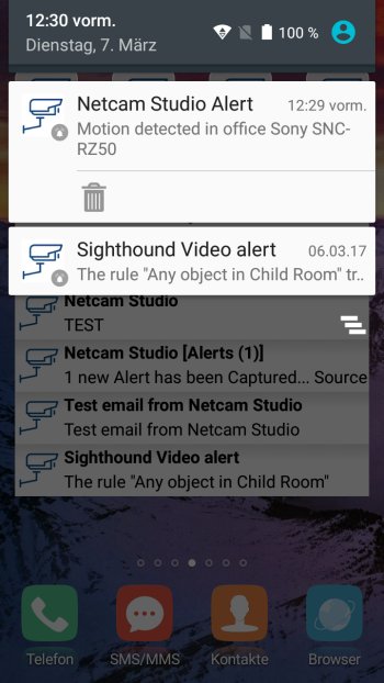 Wie versende ich eine Push-Benachrichtigung aus Netcam Studio Screenshot Android