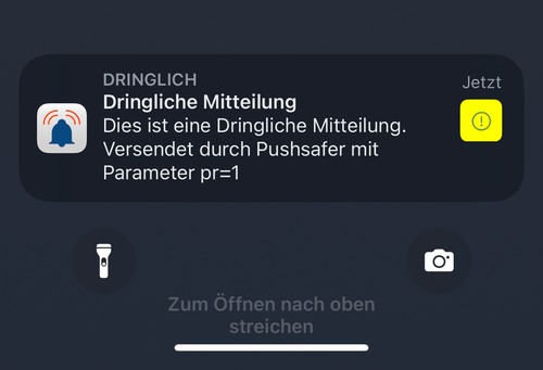 Pushsafer Dringliche Mitteilungen
