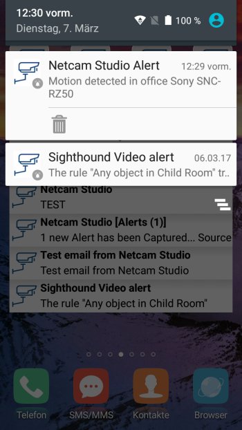 How to send push notifications out of Netcam Studio Screenshot Android