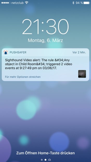 How to send push notifications out of Sighthound Video Screenshot iOS