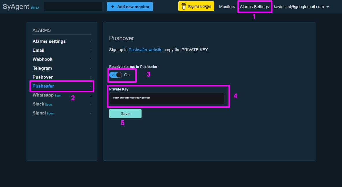 SyAgent Setup Pushsafer