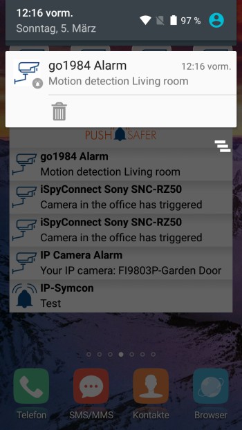 How to send push notifications out of go1984 Screenshot Android