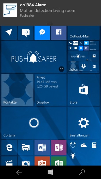How to send push notifications out of go1984 Screenshot Windows 10 Phone