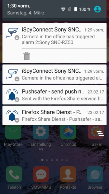 How to send push notifications out of iSpyConnect Screenshot Windows 10 Phone