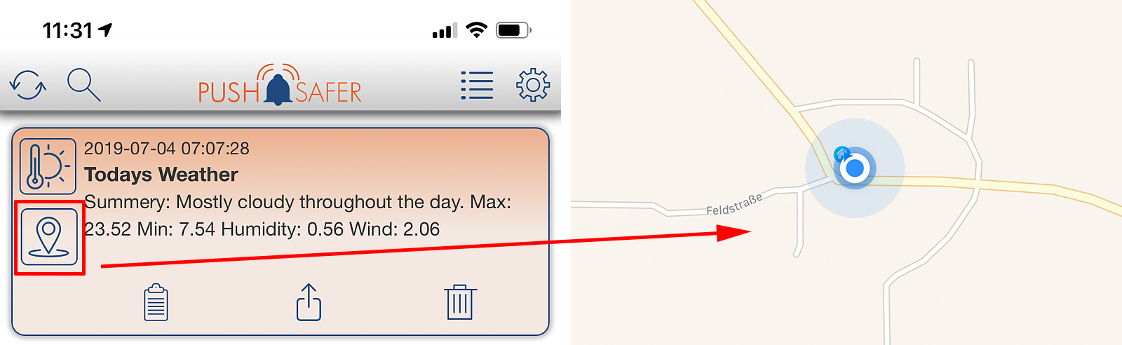 Pushsafer Location Tracking Client APP