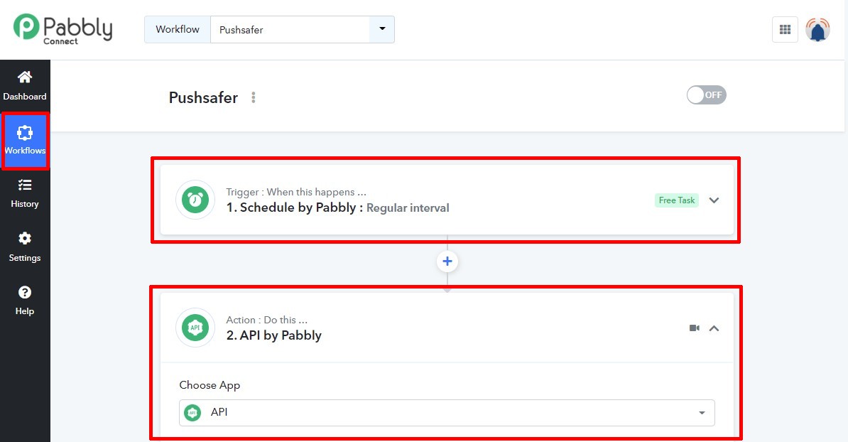 Pushsafer with Pabbly - create a Workflow