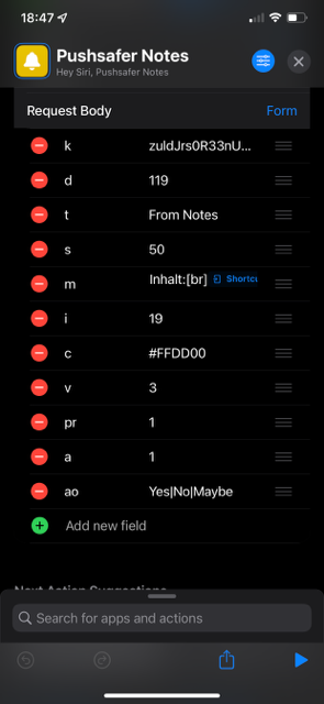 Pushsafer Shortcuts in iOS MacOS Siri ActionSheets Automation 10