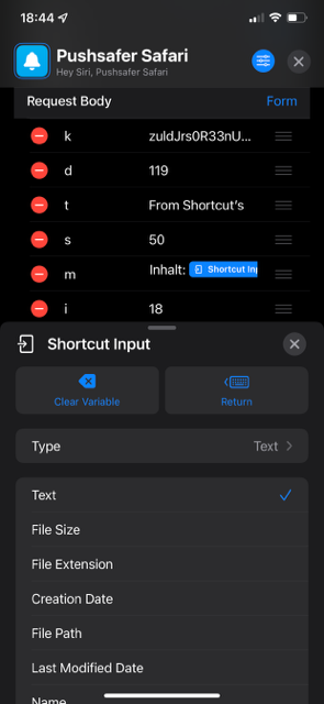 Pushsafer Shortcuts in iOS MacOS Siri ActionSheets Automation 05