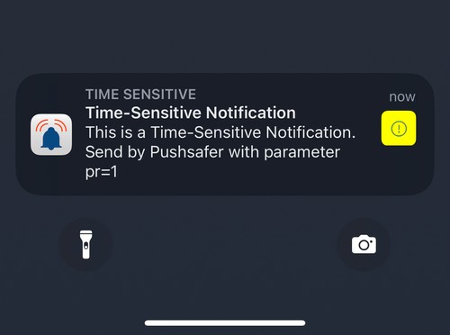Pushsafer Example Time-Sensitive Notifications